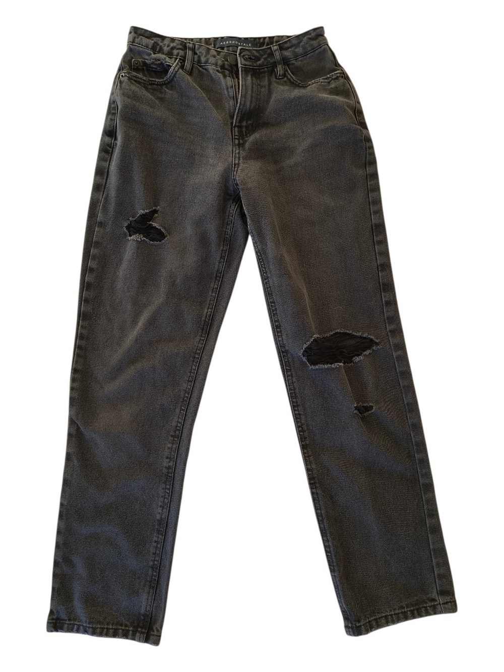 Aéropostale Washed Black Mom Straight Jeans — Women's Size 00 Regular
